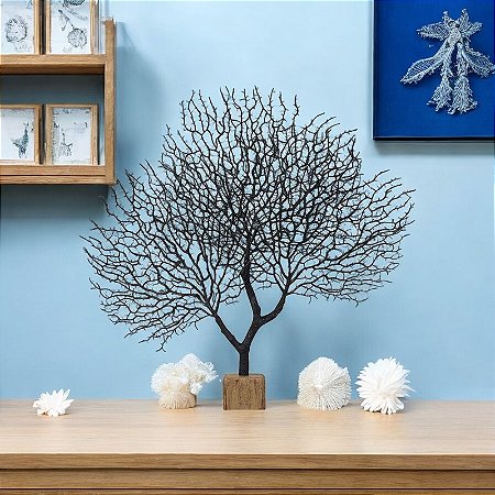 Coral Artificial Preto 66 cm com Suporte