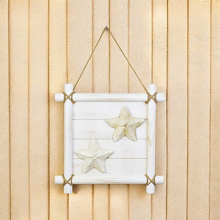 Quadro Nautico Branco Estrela em Madeira