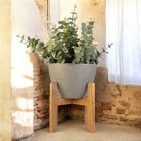 Vaso Riscado Granito em Plástico com Suporte