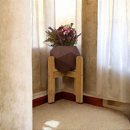 Vaso Quartzo Ferrugem Médio em Plástico com Suporte