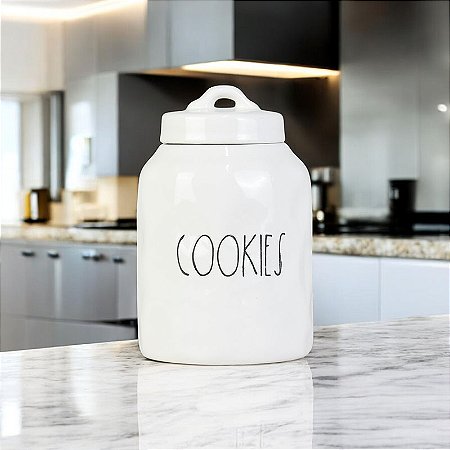Pote Cookies Branco em Cerâmica