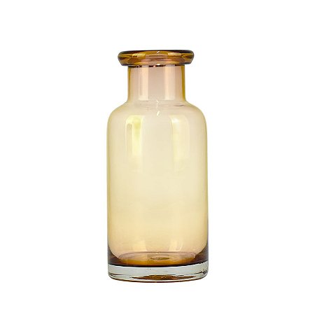 Vaso Garrafa Fumê Amarelo em Vidro