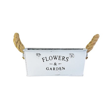 Vaso Branco Quadrado Flowers e Gardens M em Metal