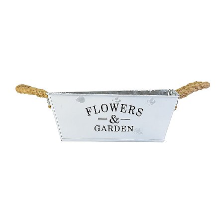 Vaso Branco Quadrado Flowers e Gardens G em Metal