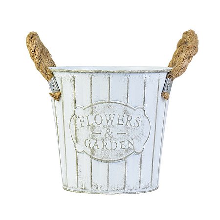 Vaso Branco Flowers e Garden Lines em Metal