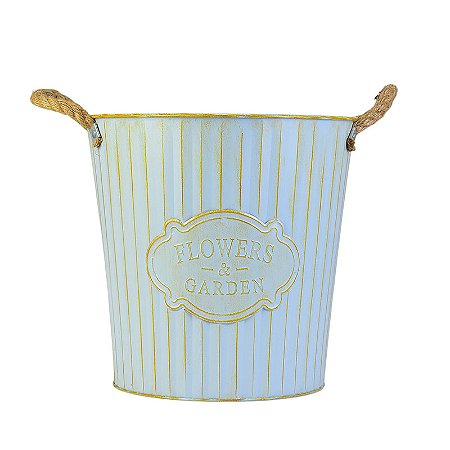 Vaso Flower Azul G em Metal