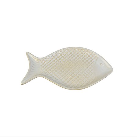 Enfeite de Mesa Peixe Branco M em Cerâmica