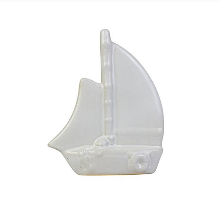 Enfeite Barco Branco P em Cerâmica