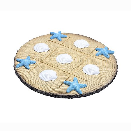 Enfeite Jogo da Velha Conchas e Estrela em Resina