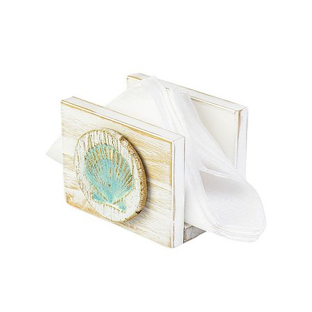 Porta Guardanapos Concha shell em Madeira