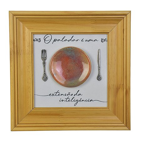 Quadro Branco O Paladar em Madeira e Cerâmica