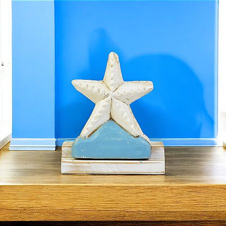 Porta Guardanapos Estrela Branca Resina e Madeira