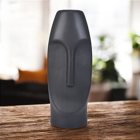 Vaso Totem Preto em Cerâmica