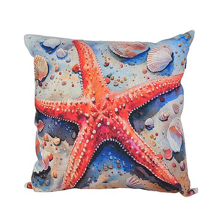 Almofada Estrela Do Mar Com Conchas Ao Fundo