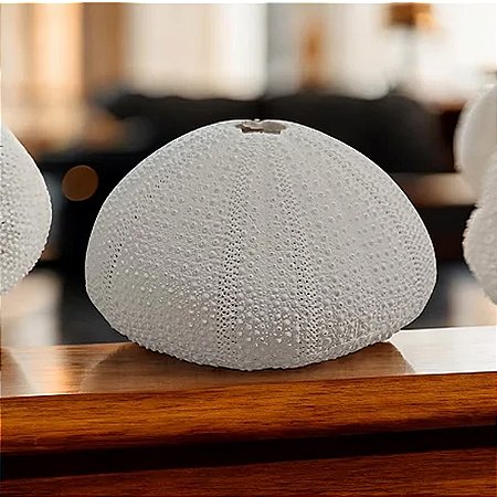 Enfeite Ouriço do Mar Branco Em Resina