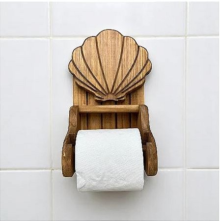 PORTA PAPEL HIGIENICO MARROM CONCHA BRANCA