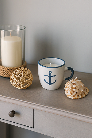 Caneca Nautica em Ceramica Com Vela