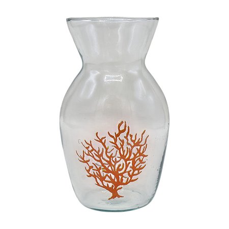 Vaso De Vidro Coral Vermelho