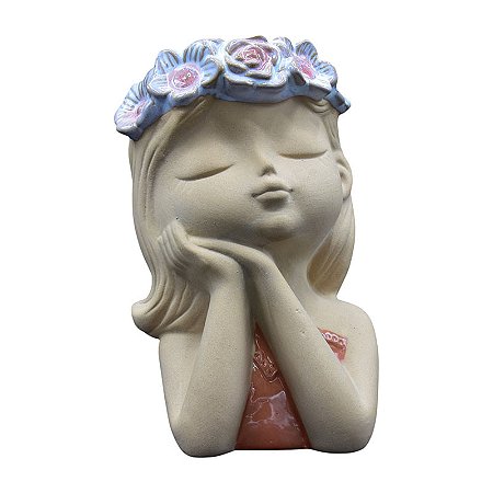 Vaso Meninas Coroa De Flores Olhos Fechados Margaridas