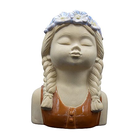 Vaso Meninas Coroa De Flores Olhos Fechados Rosa Maça