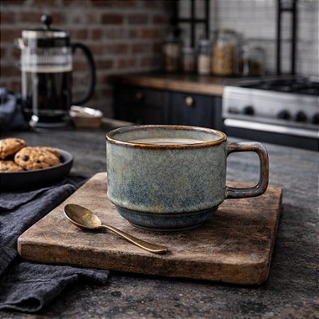 Xícara Cerâmica Azul 300ML