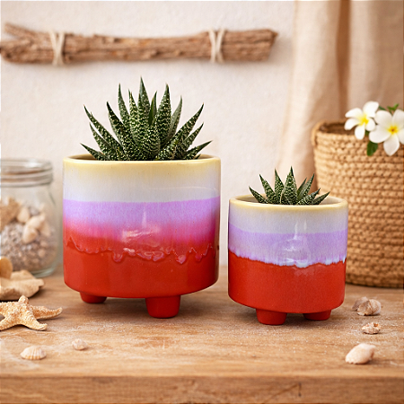 JG c/2 Vaso Degrade Vermelho e Roxo