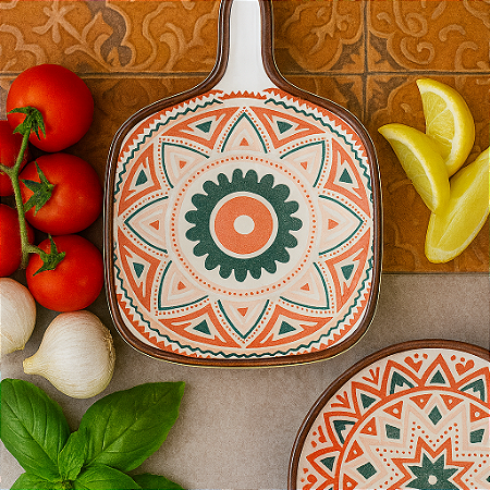 Molheira Cerâmica Marrom/Vermelho