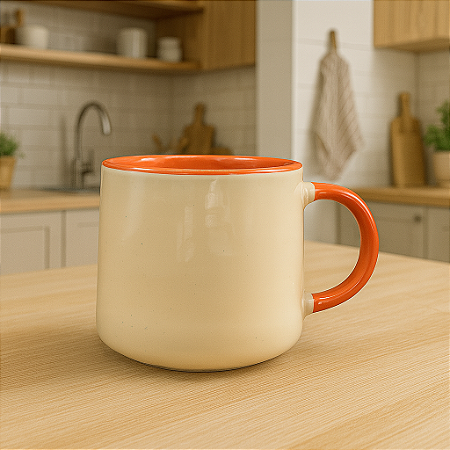 Xícara Cerâmica Cor Por Dentro Laranjada