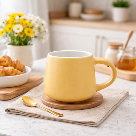 Xicara De Ceramica Amarela