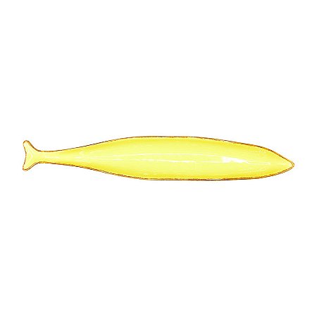 Prato Cerâmica Peixes Finos M Amarelo