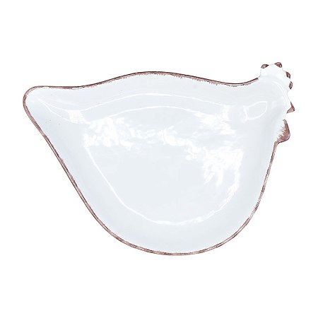 Prato Cerâmico De Galinha Branca