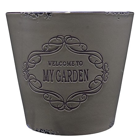 Vaso Welcome My Garden Marrom