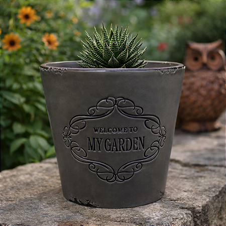 Vaso Welcome My Garden Marrom