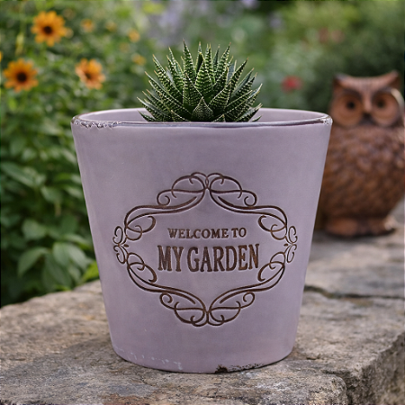 Vaso Welcome My Garden Roxo