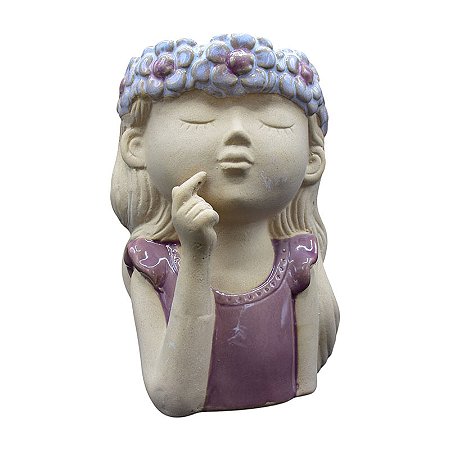Vaso Coroa De Flores Meninas Branca