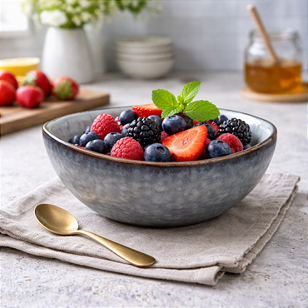 Tigela Cerâmica Cores Esmaltada Azul Claro