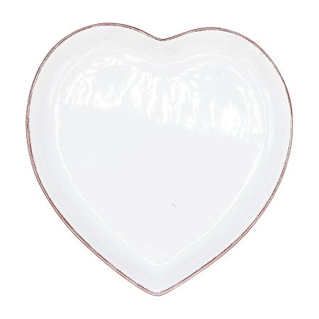 Prato De Ceramica Coração M Branca