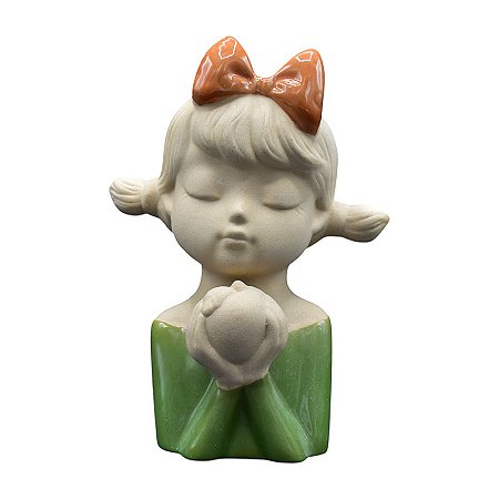 Vaso Meninas Coroa De Flores Verde