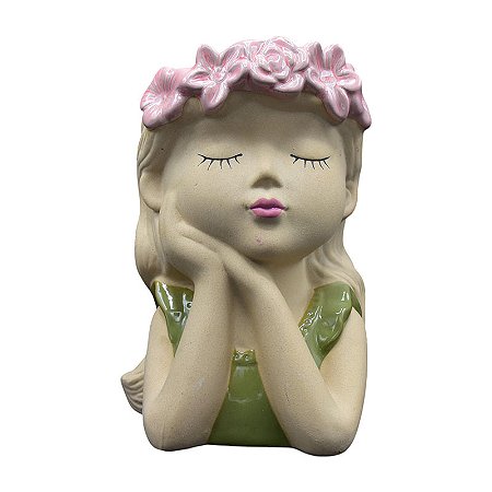 Vaso Meninas Coroa De Flores Verde