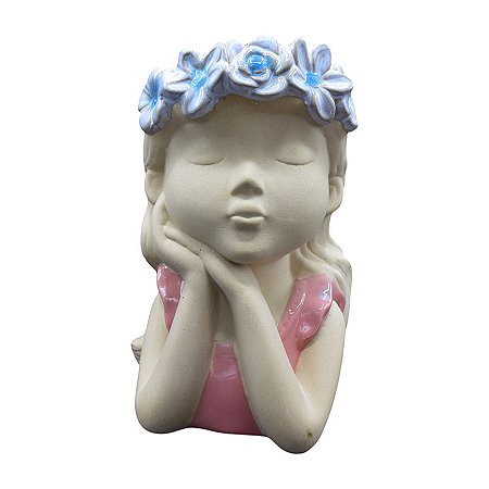 Vaso De Flores Menina Cora De Flores Branco/Rosa