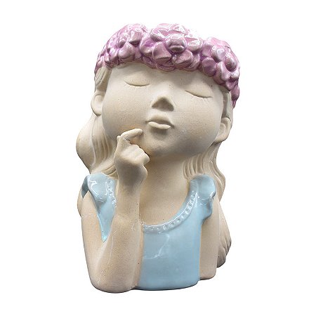 Vaso De Flores Menina Cora De Flores Azul