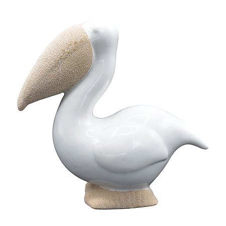 Decoração Em Ceramica Pelicano Branco