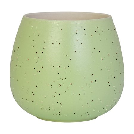 Vaso Em Ceramica Verde Com Textura De Bolinhas