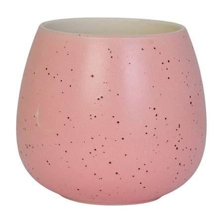 Vaso Em Ceramica Rosa Com Textura De Bolinhas
