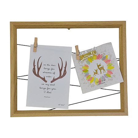 Porta Retrato Varal Em Madeira  Bege