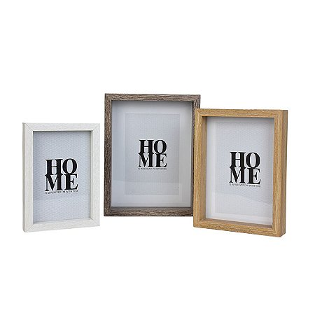 Jogo 3Pçs Porta Retrato Mdf Cores Sortidas