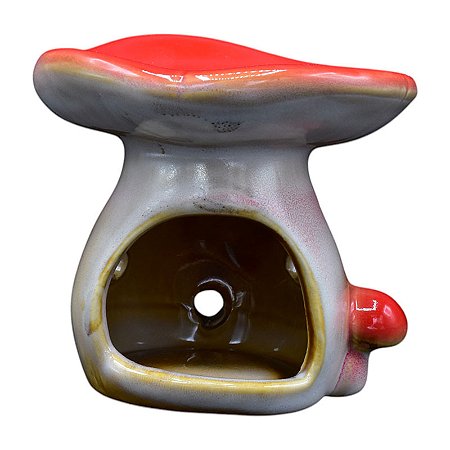 Porta Velas Cogumelo Em Ceramica Vermelho