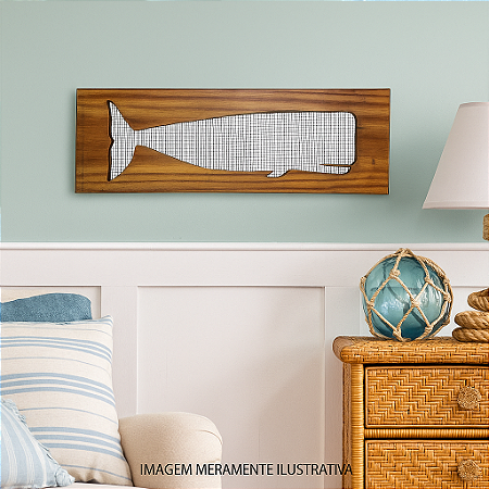 Quadro Madeira Com Tela Baleia