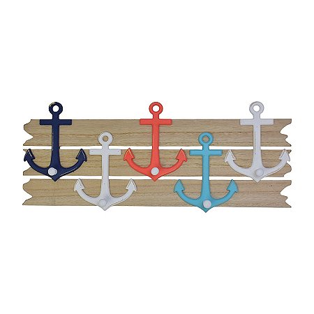 Cabideiro Com 5 Ancoras Coloridas