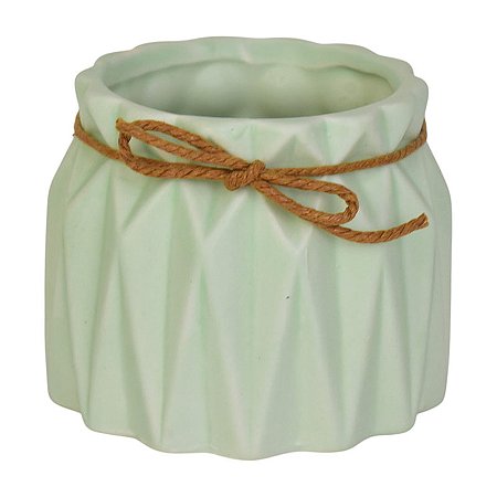 Vaso Com Relevo Laço De Sisal Verde